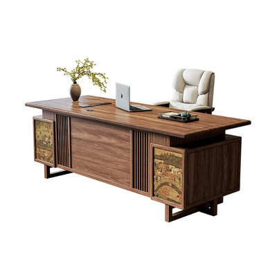 宋代美学全实木大板办公桌椅组合2026新款高端新中式大班台老板桌