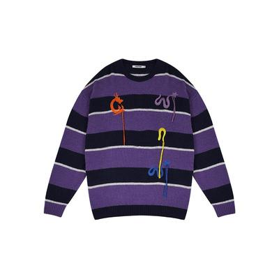 CANOTWAIT_龙年刺绣条纹毛衣