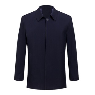 皮尔卡丹外套男2025新款秋季中年爸爸装翻领纽扣高档次桑蚕丝夹克