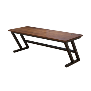 MUKE钢架桌实木生态板双人电脑桌家用台式桌大板桌书桌工作台简约