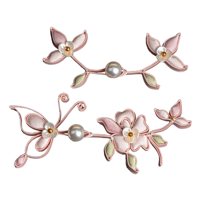 原创手工旗袍盘扣珍珠芍药花扣