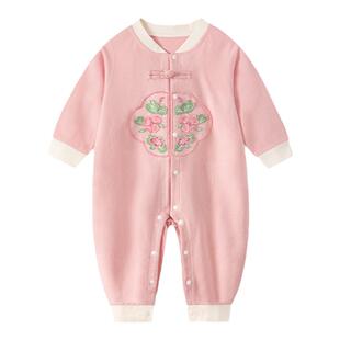 婴儿连体衣春秋季新款中国风汉服女宝宝幼儿纯棉衣服春装长袖哈衣