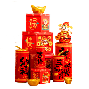 2026马年春节装饰场景摆件新年银行商场大厅鞭炮美陈堆头氛围布置