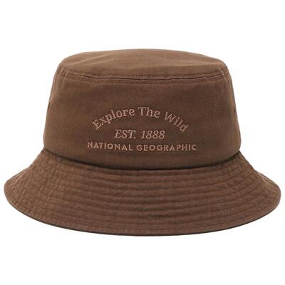 国家地理男女同款户外风复古经典款简约渔夫帽刺绣百搭帽子