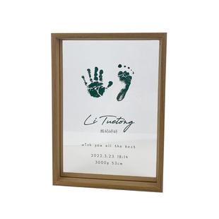 满月手印脚印婴儿满月百天周岁欧式纪念品手足印透明相框新生礼物
