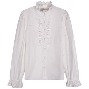 落落狷介白色法式衬衫2025新款女秋冬修身上衣内搭长袖小个子衬衣