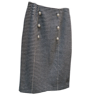 特价  重工镶嵌钻双排扣秋冬毛呢千鸟格高腰复古半身裙包臀中裙