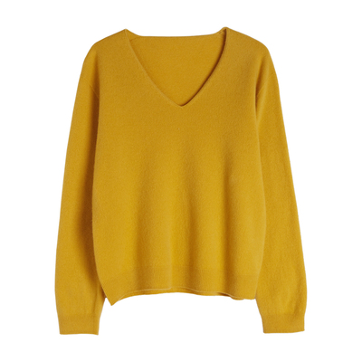 无缝一体纯羊毛毛衣内搭外穿v领