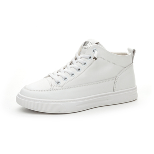 头层牛皮高帮小白鞋女透气2025春秋真皮百搭大码女鞋平底休闲板鞋