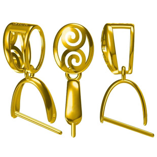 18k金扣头万能玉扣吊坠扣头翡翠扣加厚玉坠夹扣蜜蜡挂件固定卡扣