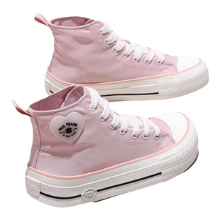 大嘴猴芒果头帆布鞋女款2025新款秋秋低帮方头休闲板鞋糖果色球鞋