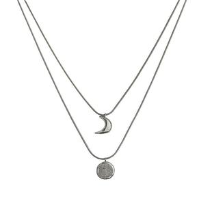 小众设计师经典质感日月叠戴锁骨链2025新款项链女