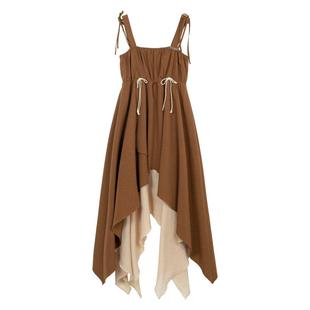 KEIKO 羽衣蹁跹 不规则设计吊带连衣裙夏季超仙遮肉显瘦拼色A字裙