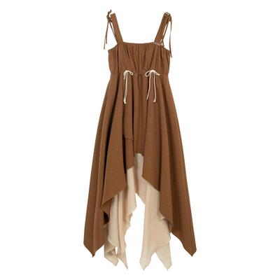 KEIKO 羽衣蹁跹 不规则设计吊带连衣裙夏季超仙遮肉显瘦拼色A字裙