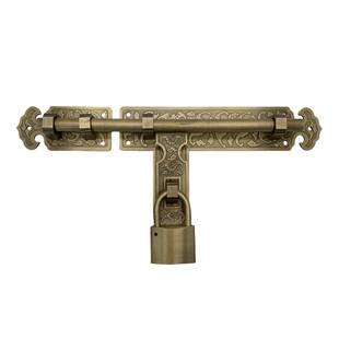 中式仿古门插销古建大门全铜插销复古纯铜门锁老式双开门黄铜门栓