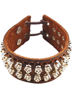 小爱心银色骷髅鬼头牛皮朋克臂环