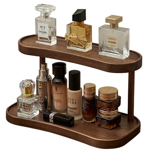 实木桌面置物架化妆品首饰收纳盒梳妆台玄关台面双层杯架收纳架