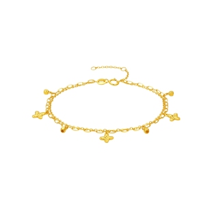 周六福黄18K金手链女四叶草手饰多彩金Au750新年礼物送女友