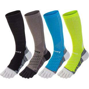 唐城故事高筒五指袜男COOLMAX运动跑步加厚毛巾底减震马拉松长筒