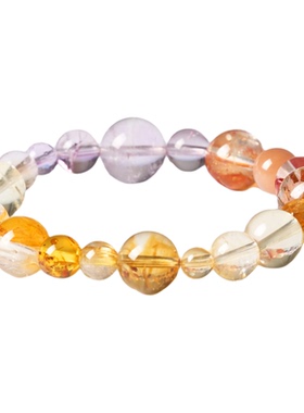 五行水晶火生土天然海蓝宝手链