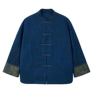 布小匠原创设计桑蚕丝龟纹香云纱拼贴外套女款春秋新中式国风上衣