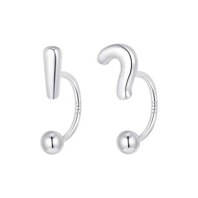 S999纯银问号感叹号不对称耳钉女