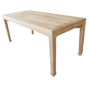 新中式茶桌泡茶台原木桌凳组合白坯白茬榆木禅意餐桌家具马蹄桌子