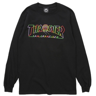 现货 潮玩艺 THRASHER CABLE CAR L/S 彩线LOGO电车尾印花长袖T恤