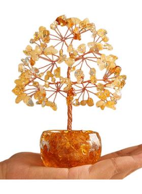 天然水晶发财树家居客厅办公室桌面工位装饰品创意摆件招财许愿树