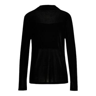 【商场同款】AUM噢姆春季植绒网布立领黑色修身针织打底衫上衣女