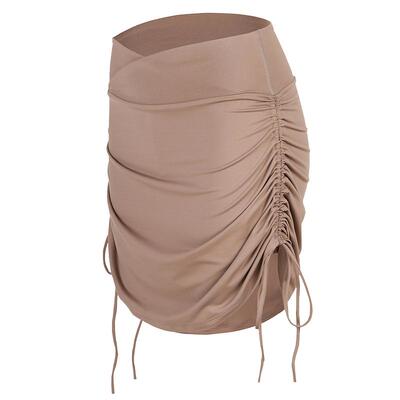 裸感抽绳高腰运动短裙