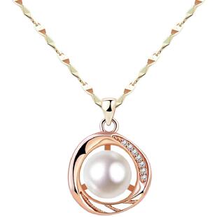 珍珠项链女玫瑰金法国轻奢款珍珠吊坠气质奢华款送女友情人节礼物