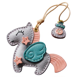 手工真皮小马包包挂件钥匙扣卡通可爱动物马上有钱挂饰定制礼物女