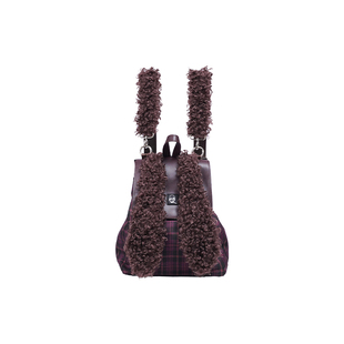 REBIRTH野生设定双肩毛毛兔子包辣妹撞色通勤牛仔实用大容量书包