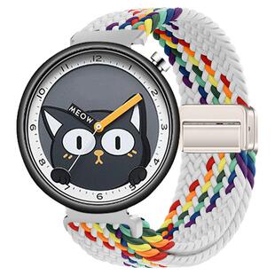 适用FILA斐乐6547可爱风猫猫运动手表带初高中生磁吸编织透气腕带