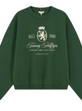 Tommy女装刺绣宽松抓绒圆领卫衣