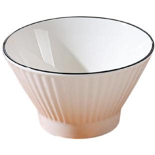 米饭碗10个装家用陶瓷吃饭碗2025新款北欧碗碟套装竖纹餐具防烫碗