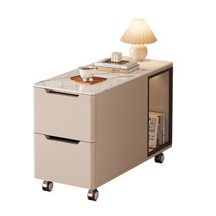 可移动边几沙发边柜侧边柜实木轻奢高级感岩板茶几床边小桌子侧柜