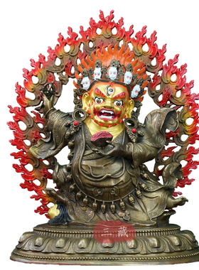 西藏纯铜黑袍玛哈嘎啦护法佛像