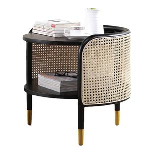 北欧现代艺术小户型客厅家用圆形边几桌子简约网红藤编茶几床头柜