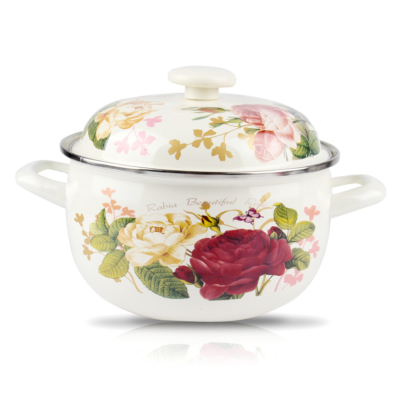 18-26cm加厚珐琅搪瓷汤炖奶铸铁锅铁锅煮面家用电磁炉锅通用