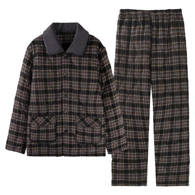 秋冬款梭织夹棉睡衣猫人男士