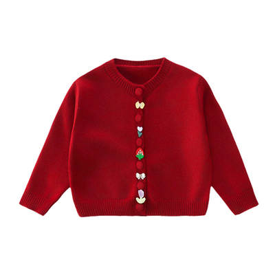 超好看女童针织开衫毛衣外套秋冬
