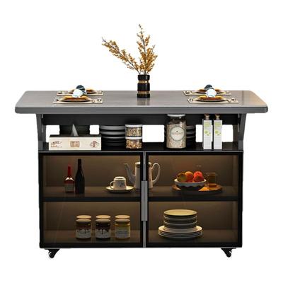 轻奢岩板可移动折叠多功能桌