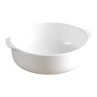 优质纯白无铅骨瓷双耳深菜盘家用蒸蛋盘酸菜鱼汤盘微波炉陶瓷餐具