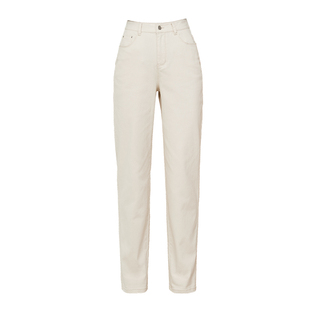 逸阳彩棉弹力牛仔裤女2025秋季新款直筒宽松显瘦老爹萝卜米色裤子