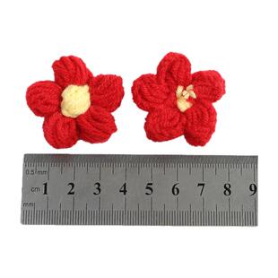 彩色针织毛线花泡芙花朵仿真花假花 diy手工空调管道包包发夹装饰