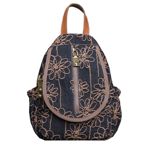 2026秋季牛仔布艺小背包多隔层斜挎胸包两用双肩包国风百搭休闲包