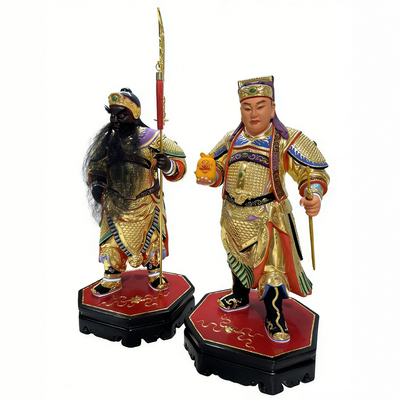 关平周仓关公部将左右护法香樟木