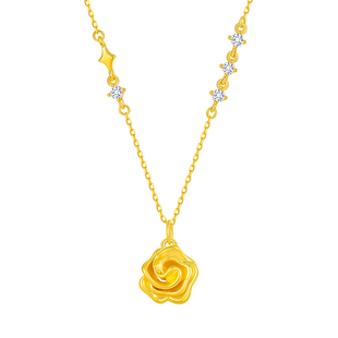 中国黄金央创玫瑰黄金项链女款足金首饰纯金吊坠精致轻奢生日礼物